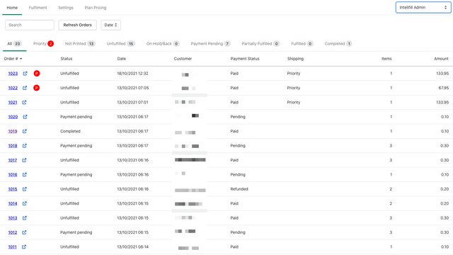 Intelifill classifica todos os seus pedidos em filas para fácil gerenciamento