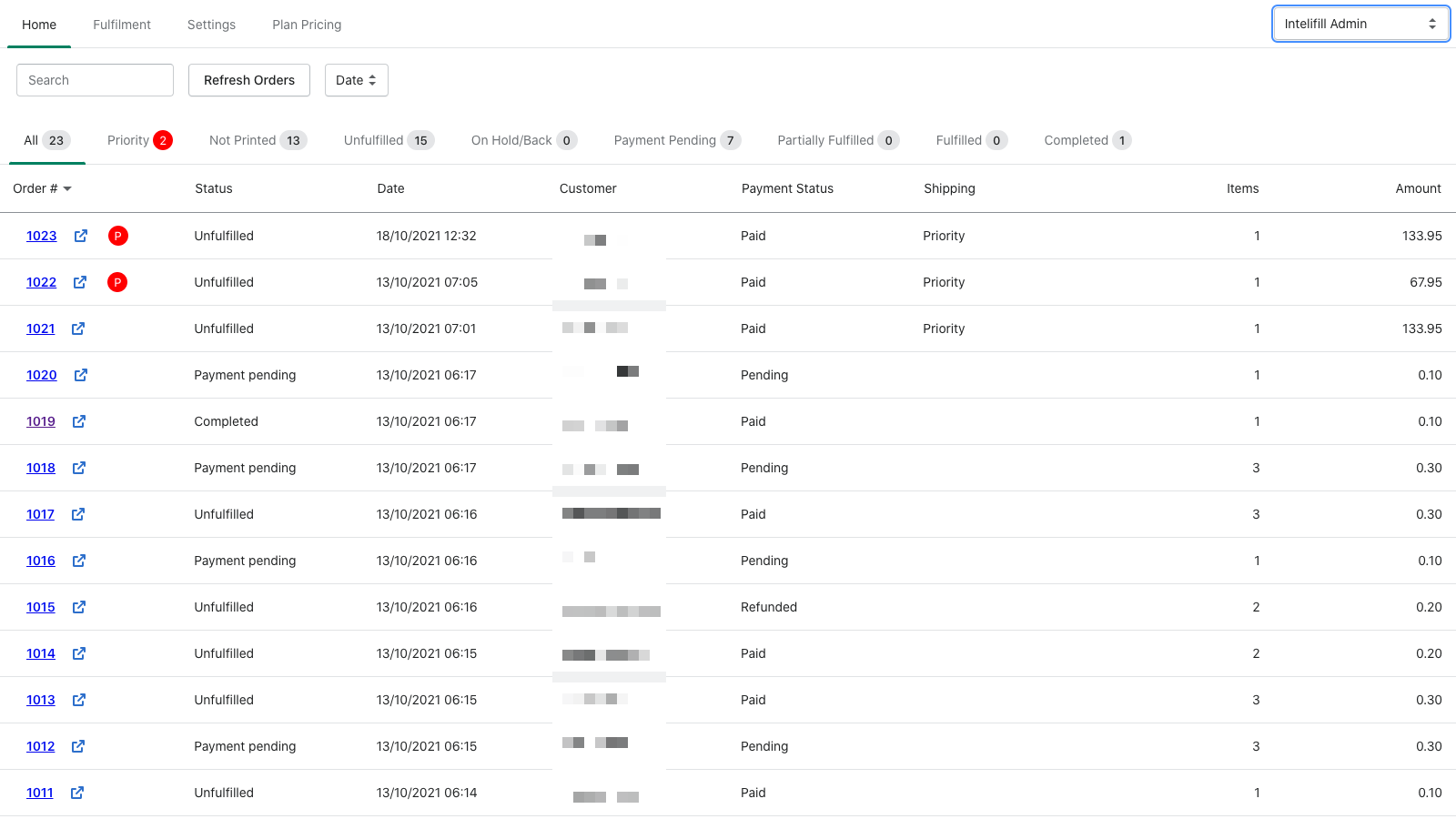 Intelifill sortiert alle Ihre Bestellungen in Warteschlangen für eine einfache Verwaltung