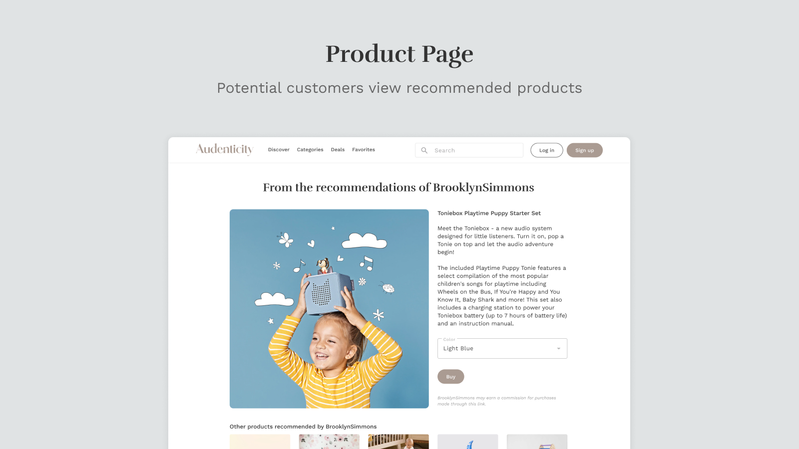 Kunder ser rekommenderade produkter på produktsidan