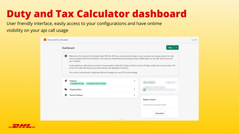 DHL Duty and Tax Calculator Screenshot