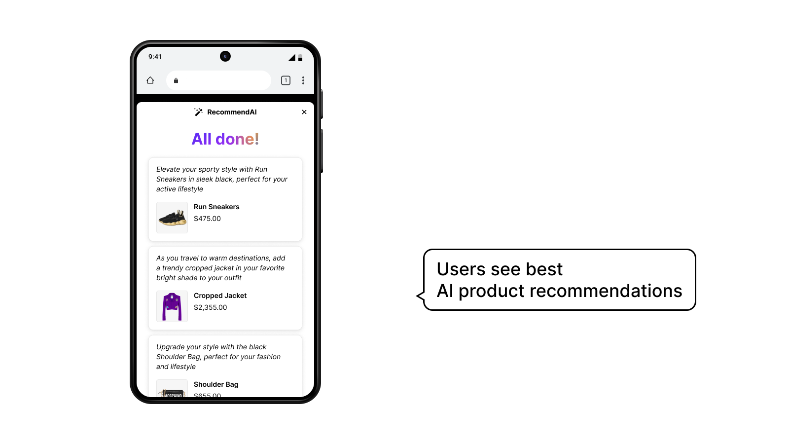Users see best AI product recommendations