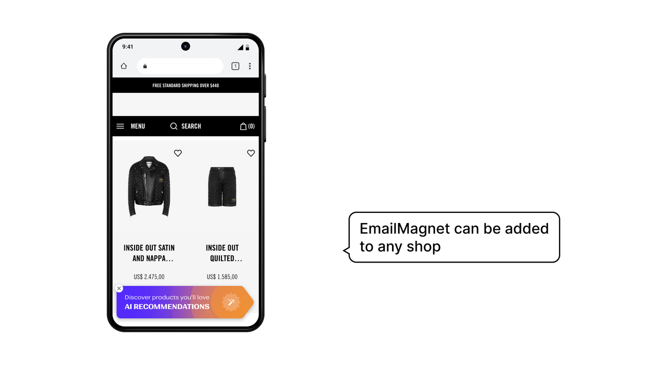 EmailMagnet kan tilføjes til enhver butik