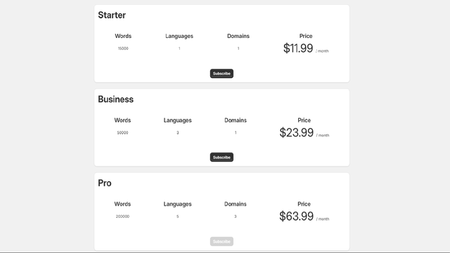 ConveyThis:AI Store Translator - Liste des plans