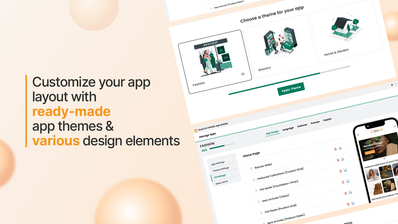 customize with ready-made themes & design elements