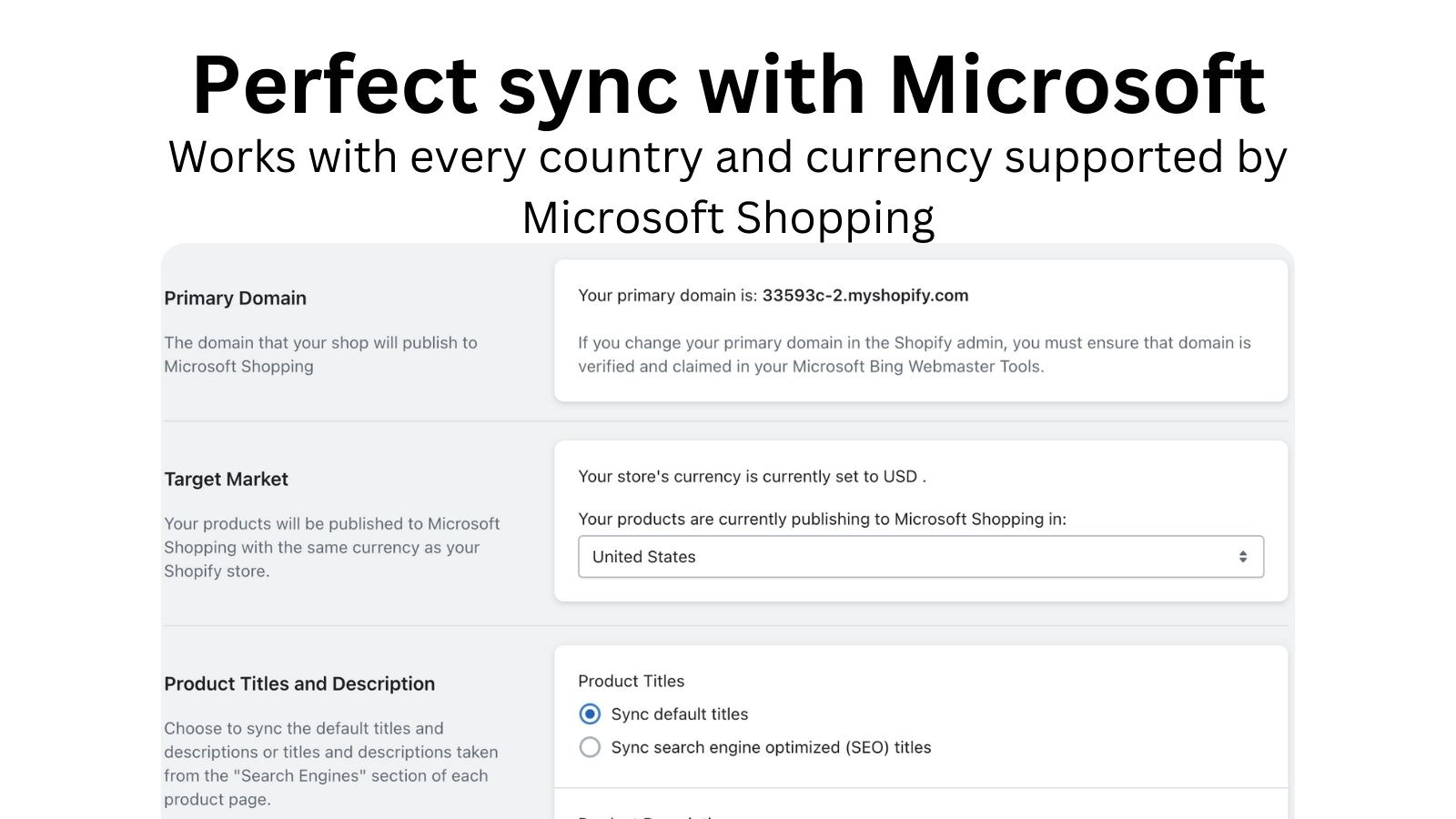 EasyFeed Flux de Shopping Microsoft Synchronisation