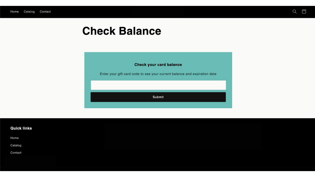 Check your Gift Card balance with a customizable landing page
