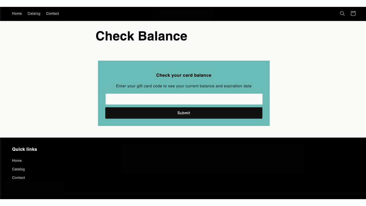 Überprüfen Sie Ihr Geschenkkartenguthaben auf einer anpassbaren Landingpage