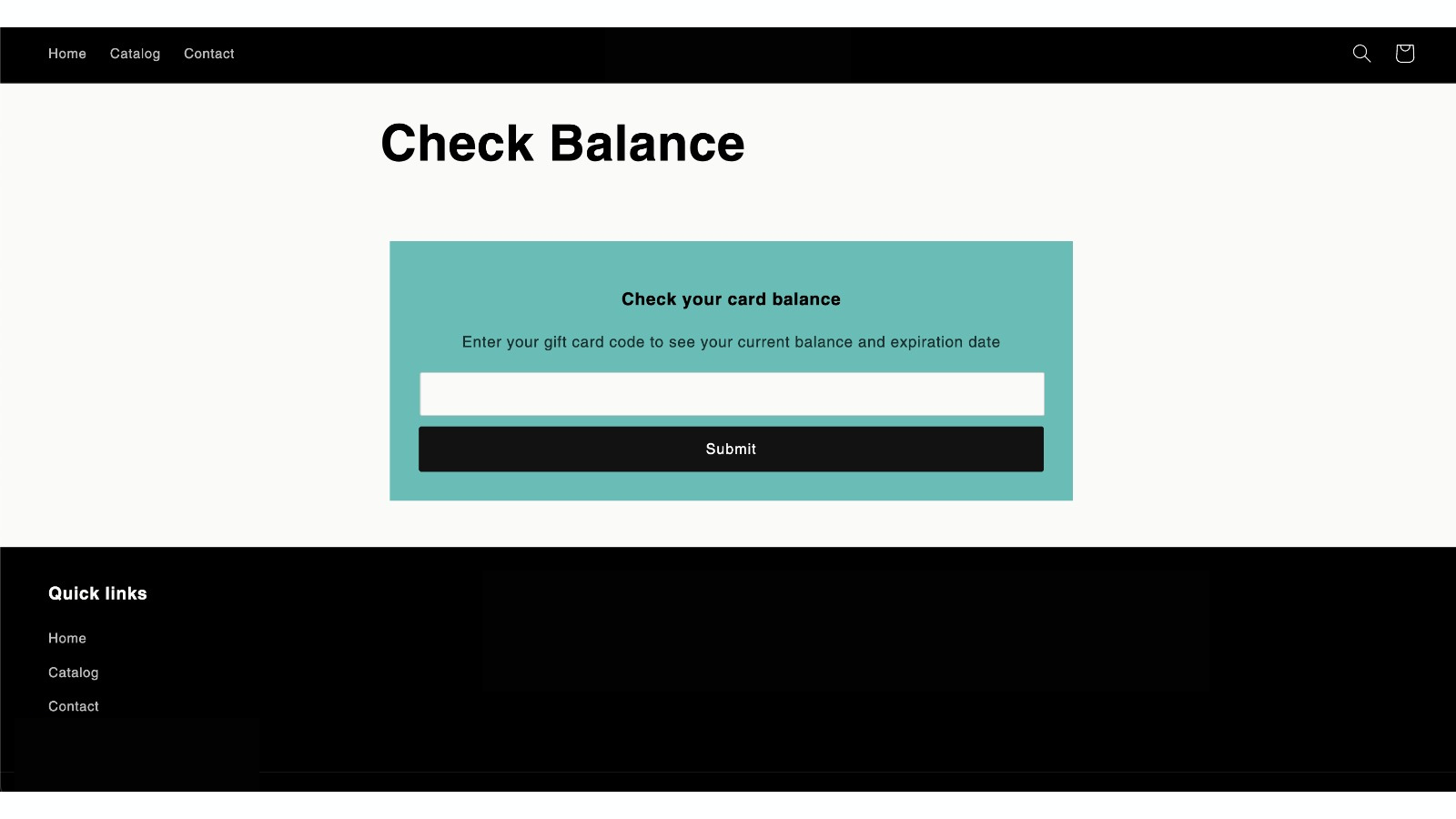 Check your Gift Card balance with a customizable landing page