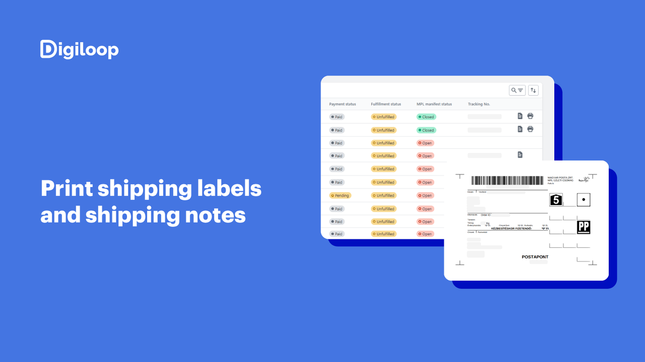 Print shipping labels and shipping notes