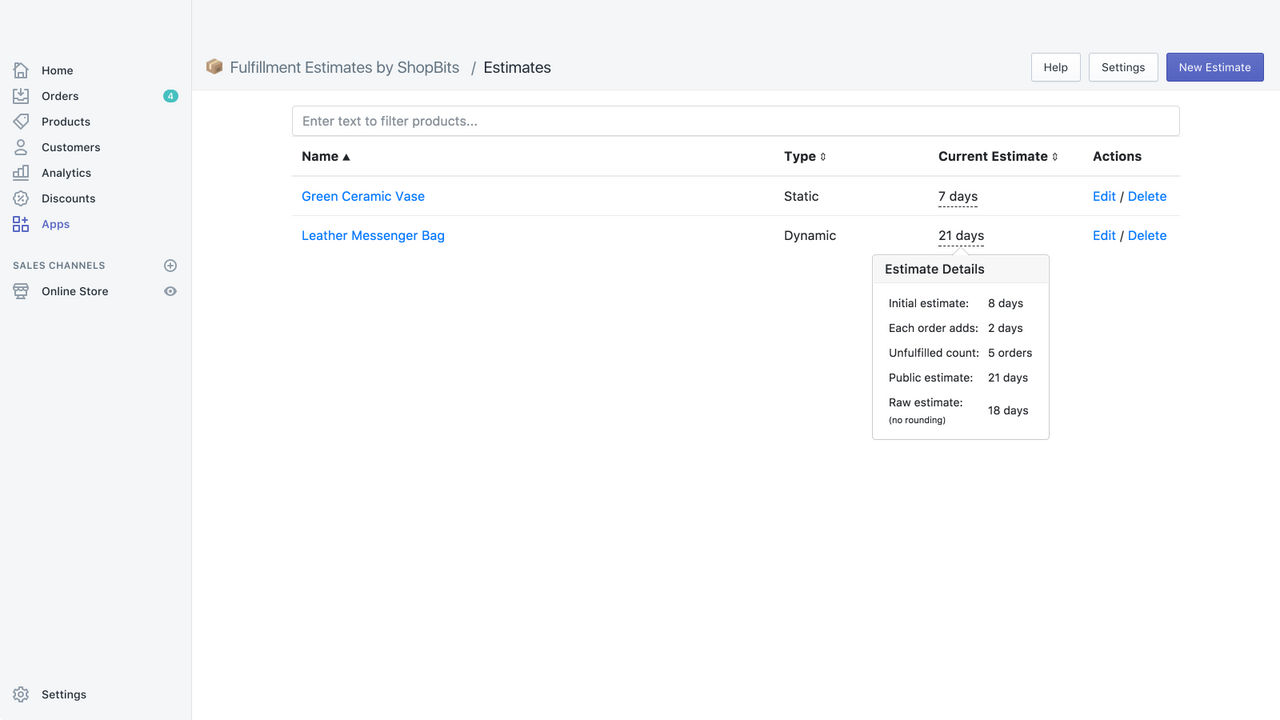 View and manage all of your estimates in one easy place