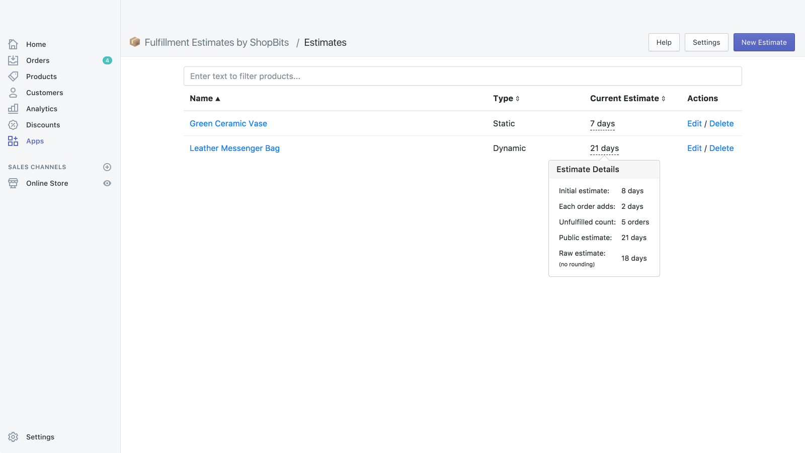 View and manage all of your estimates in one easy place