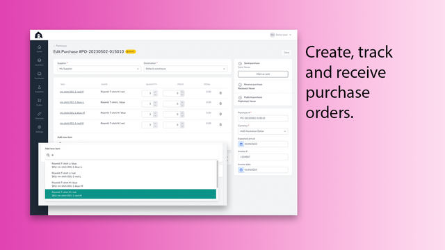create, track and receive purchase orders