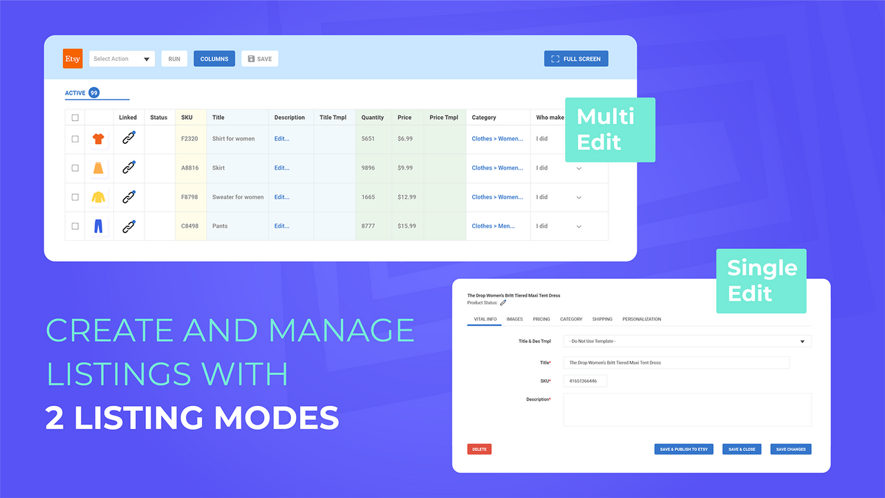 create & manage listings