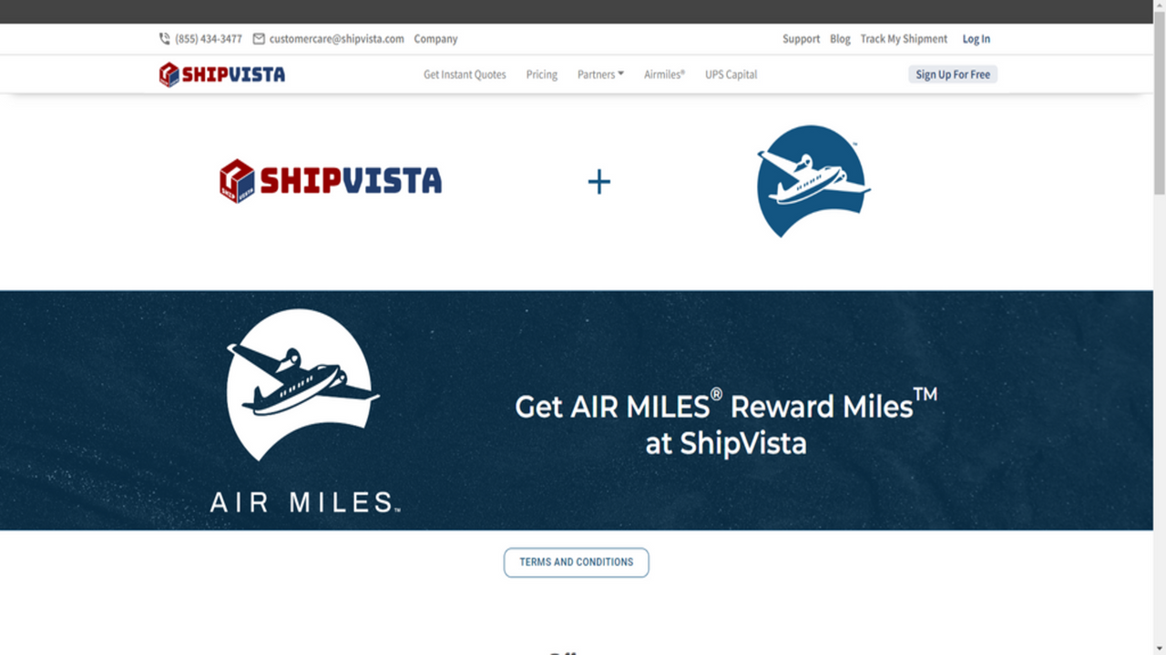 Earn Airmiles at ShipVista