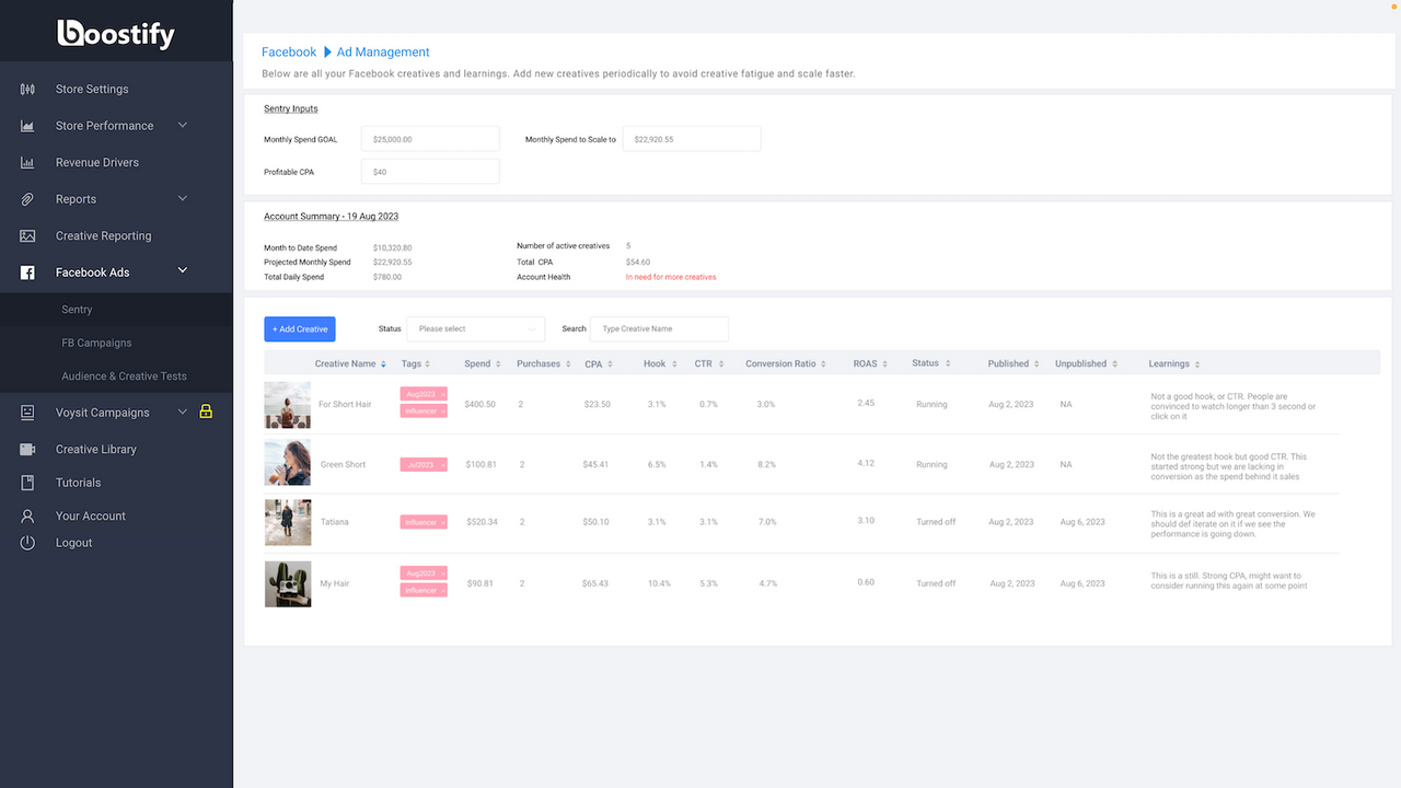 Boostify - Automação de Anúncios do Facebook Sentry