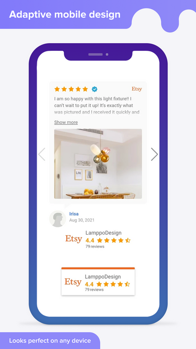 etsy reviews widget mobile