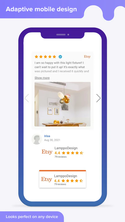 etsy reviews widget mobile