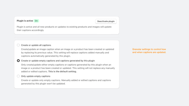 A screenshot of the settings screen for full configurability