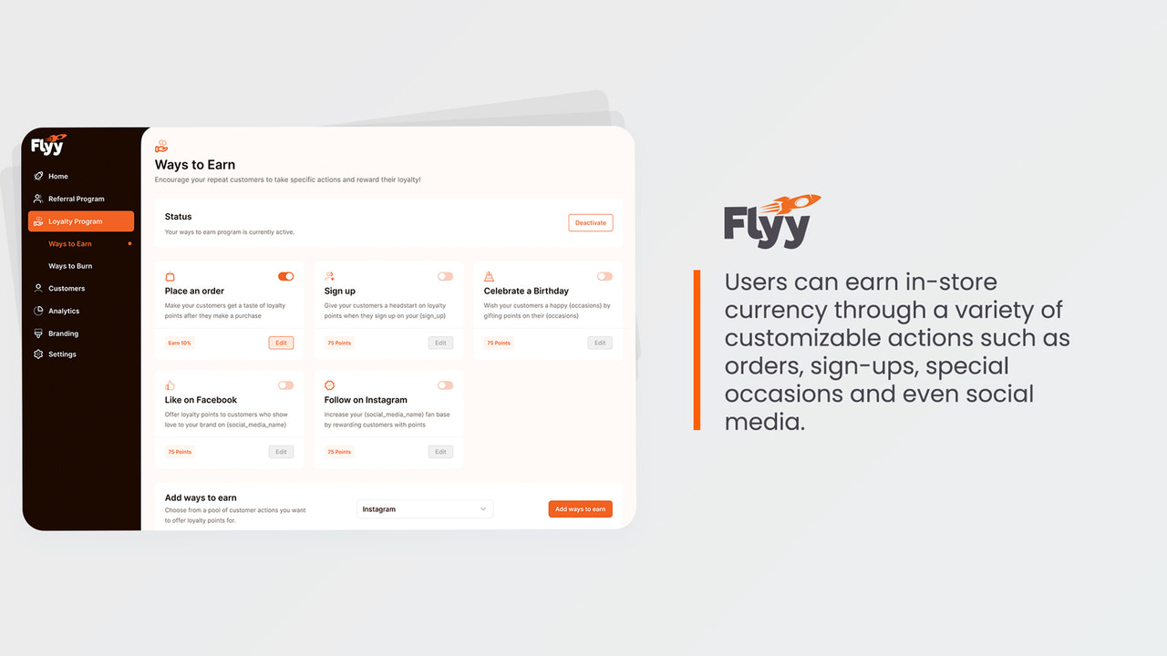 Earn in-store currency through customizable actions