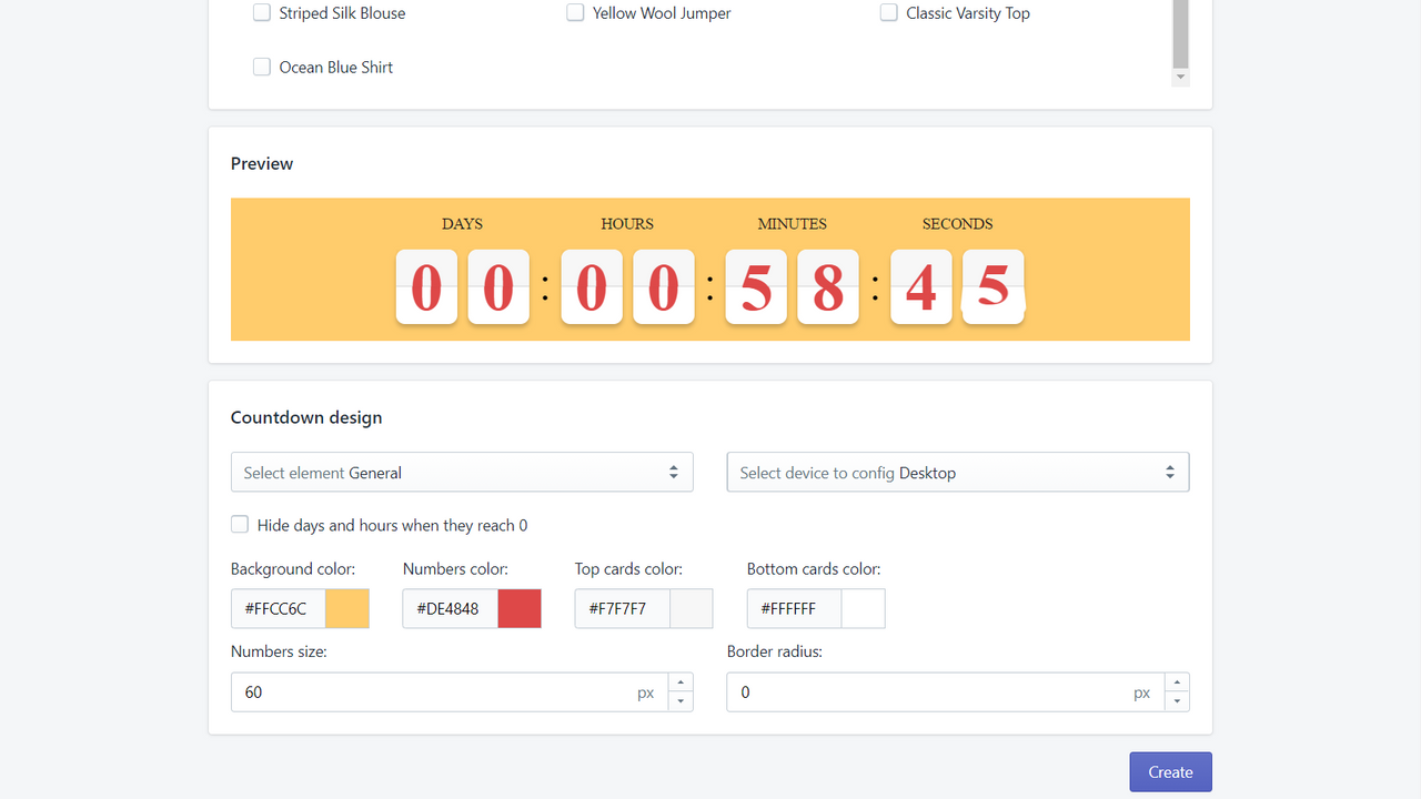 countdown configuration