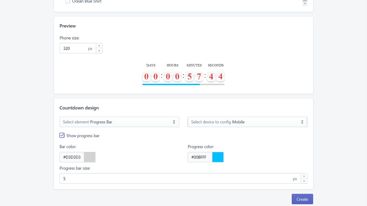 configuración de cuenta regresiva