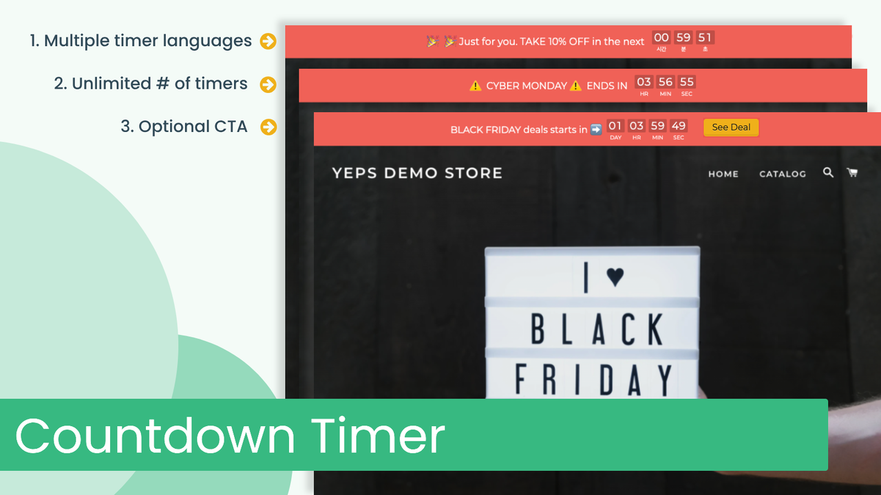 Yeps Countdown-Timer-Balken, Flash-Sales-Timer, Sales-Countdown-Balken