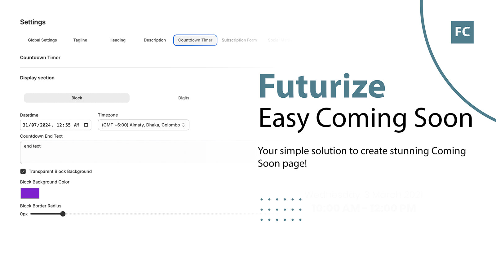 Futurize ‑ Easy Coming Soon Screenshot