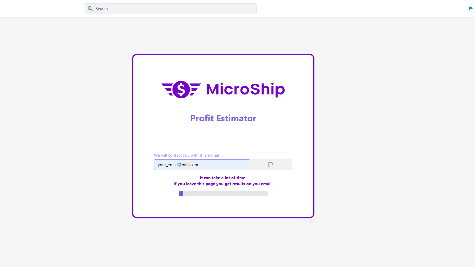 MicroShip Profit Estimator Screenshot