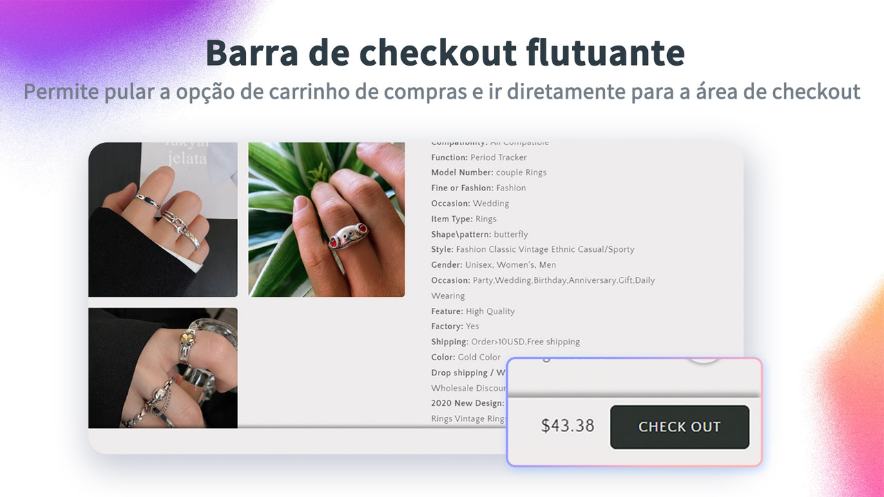  Barra de checkout flutuante.