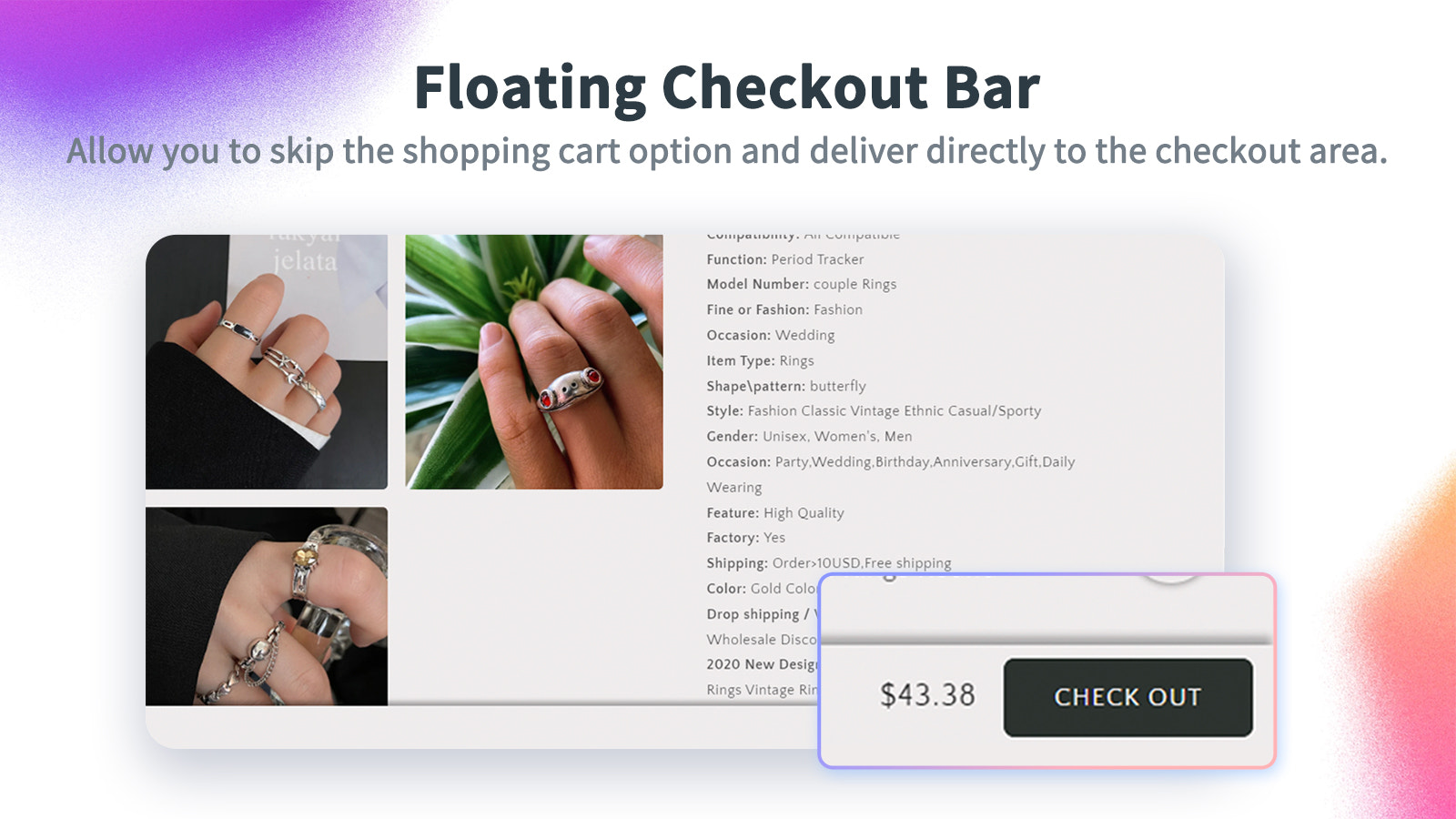 Floating Checkout bar