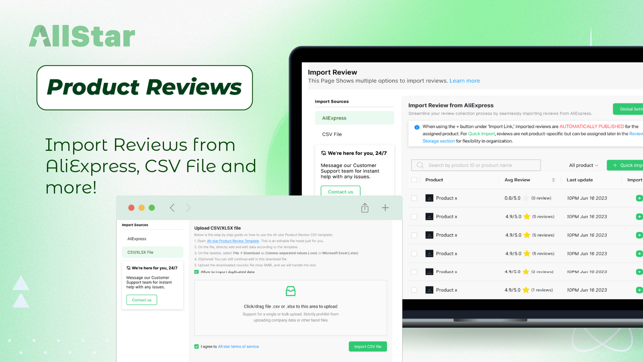 Import Reviews From Aliexpress, Csv file and more