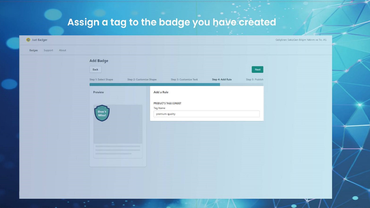 Assign a tag to the badge you created