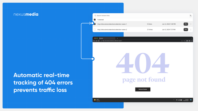 Automatic real-time tracking of 404 errors prevents traffic loss