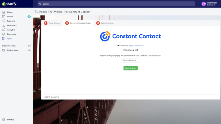 Popup For Constant Contact Screenshot