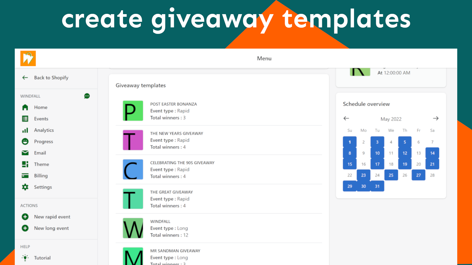 Create giveaway templates