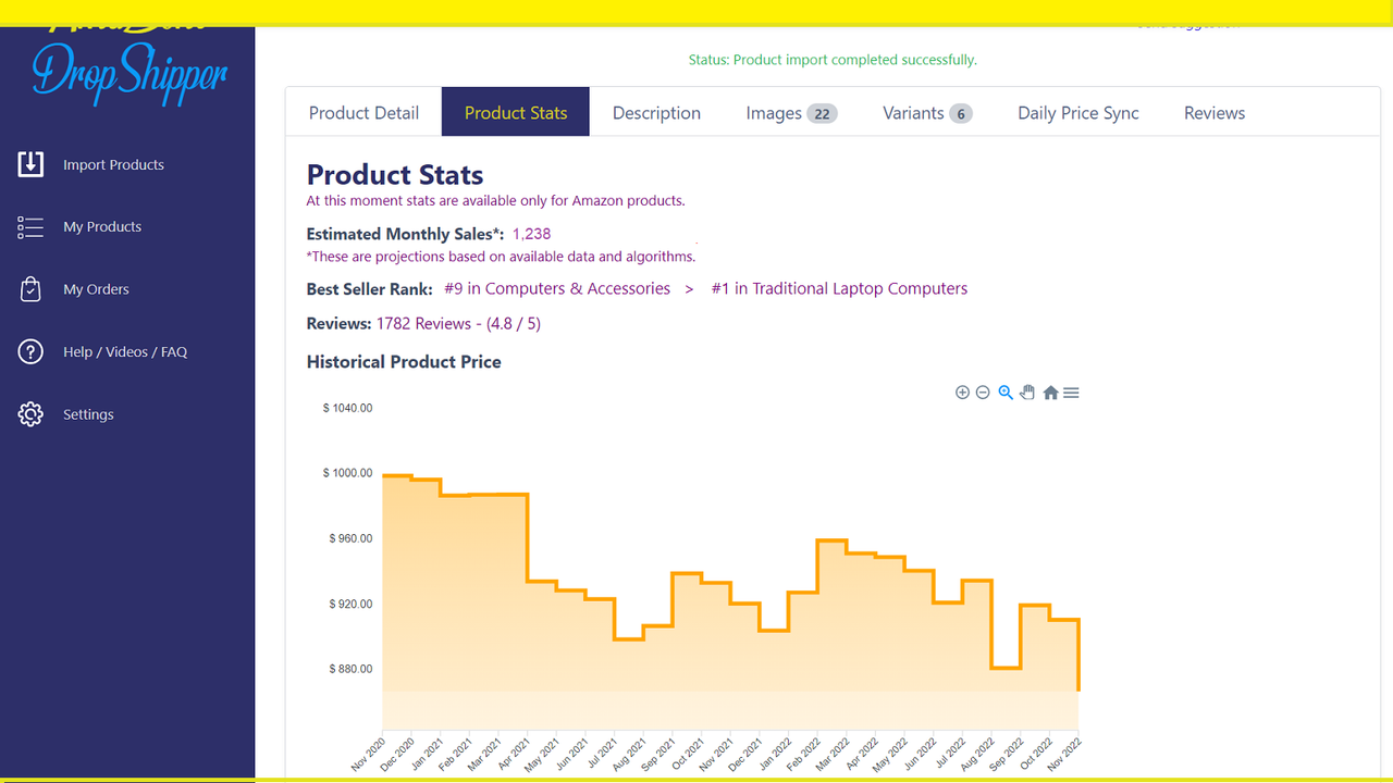 Ventas Mensuales Estimadas, Historial de Precios, Reseñas, Mejor Rango de Venta