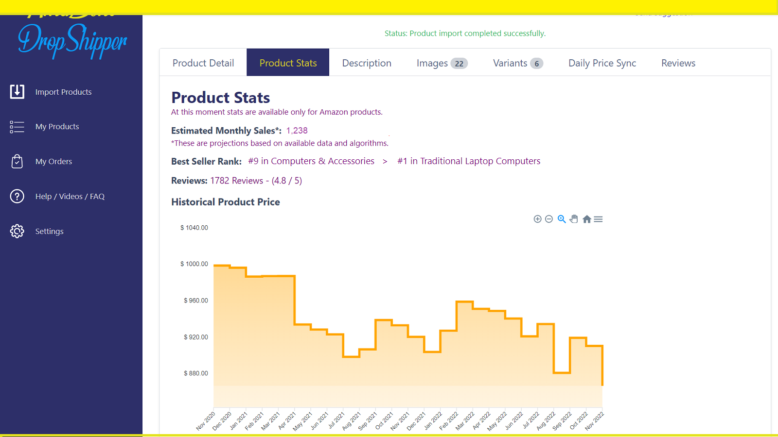 Ventas Mensuales Estimadas, Historial de Precios, Reseñas, Mejor Rango de Venta