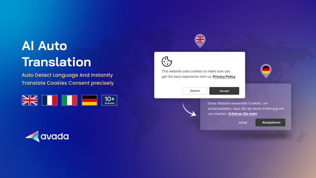 Cookie banner with AI translation to match visitors from regions