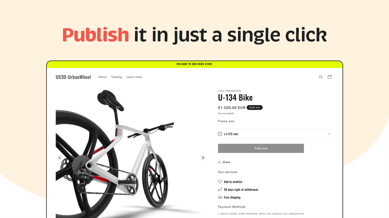 Publish your 3D Product experience in just a single click