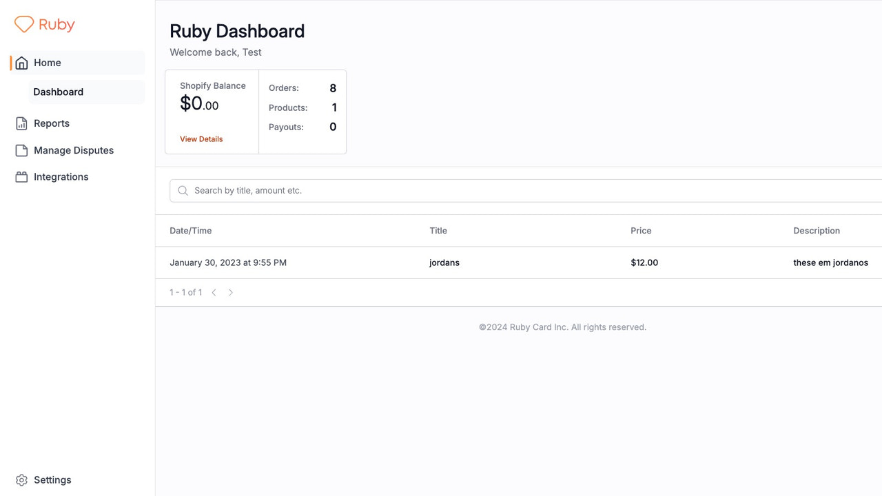 View a list of your products and overview in the dashboard home