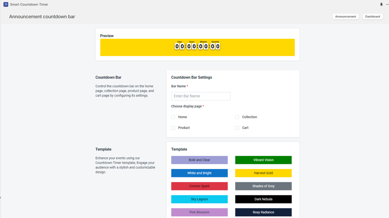 configuración del temporizador de cuenta regresiva inteligente