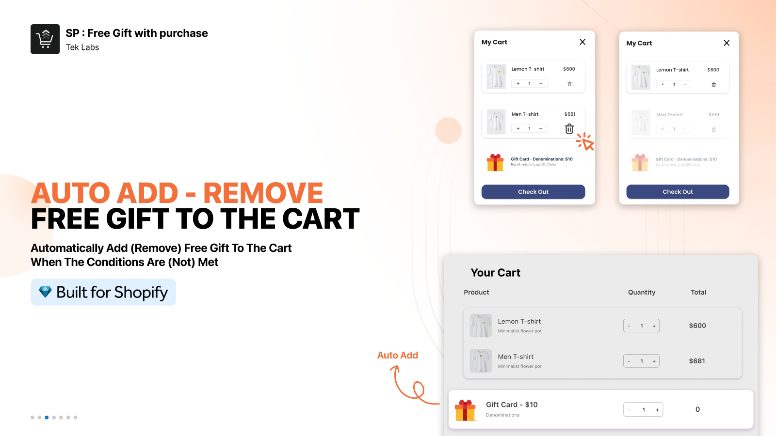 Auto add to cart or auto remove free gifts with conditions