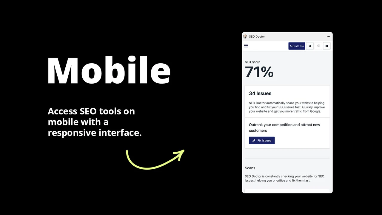 Mobile - Accédez aux outils SEO sur mobile avec une interface réactive