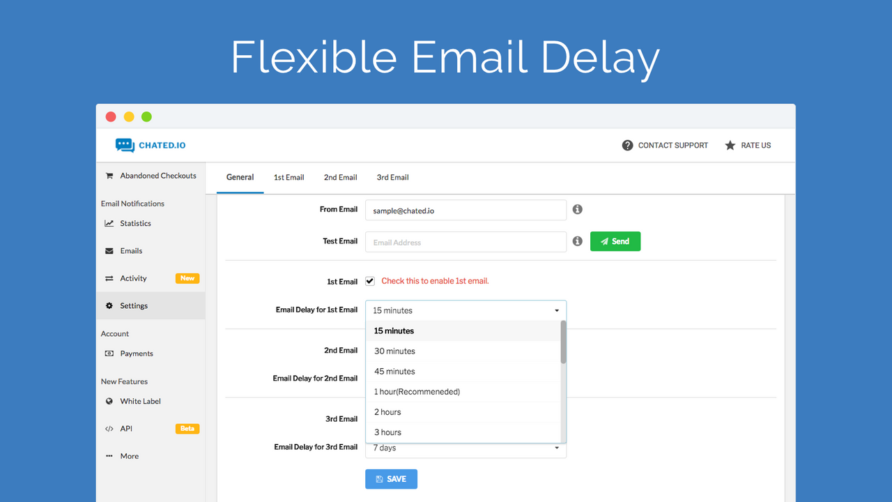 Fleksibel e-mail forsinkelse