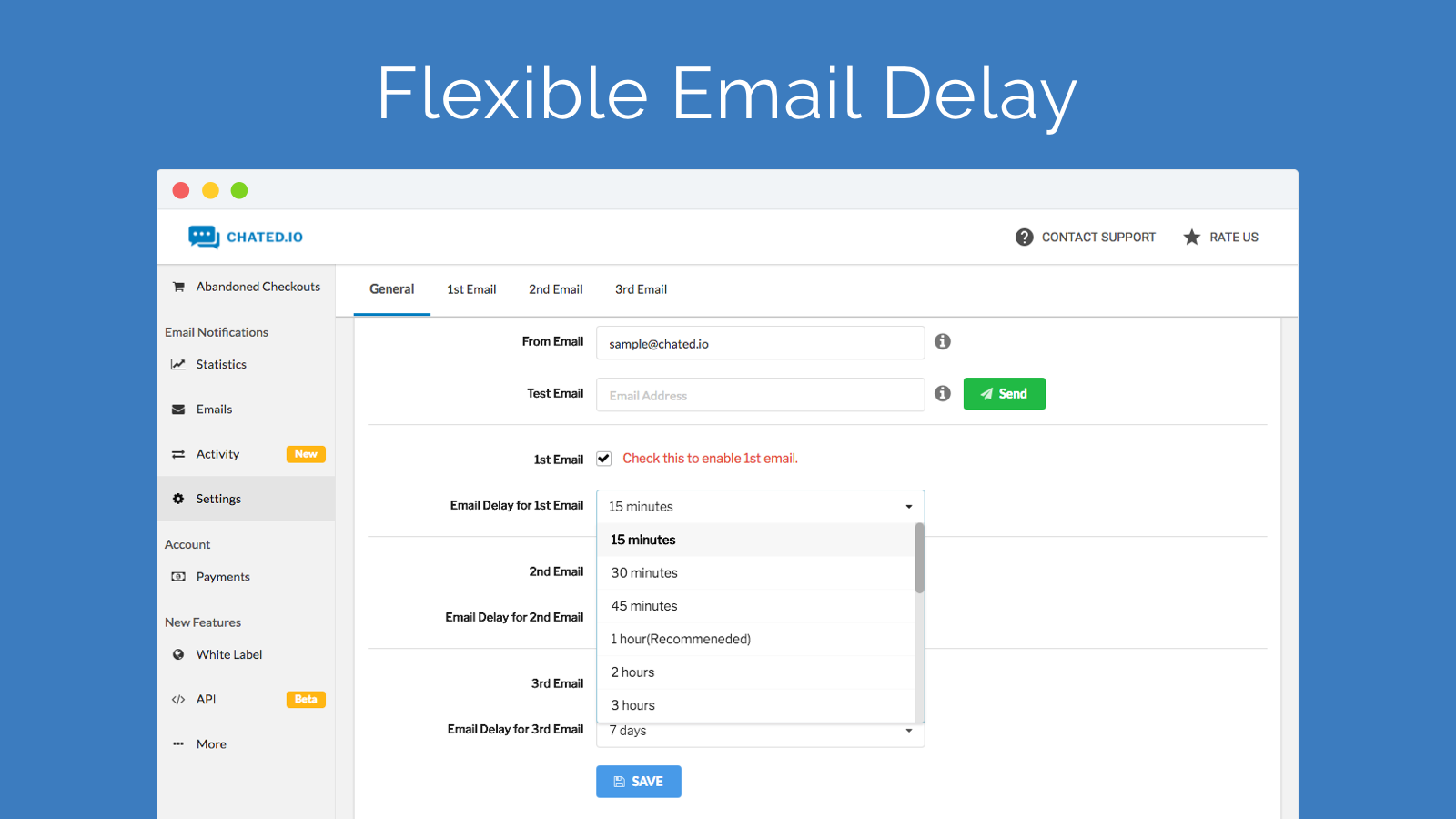 Délai d'email flexible