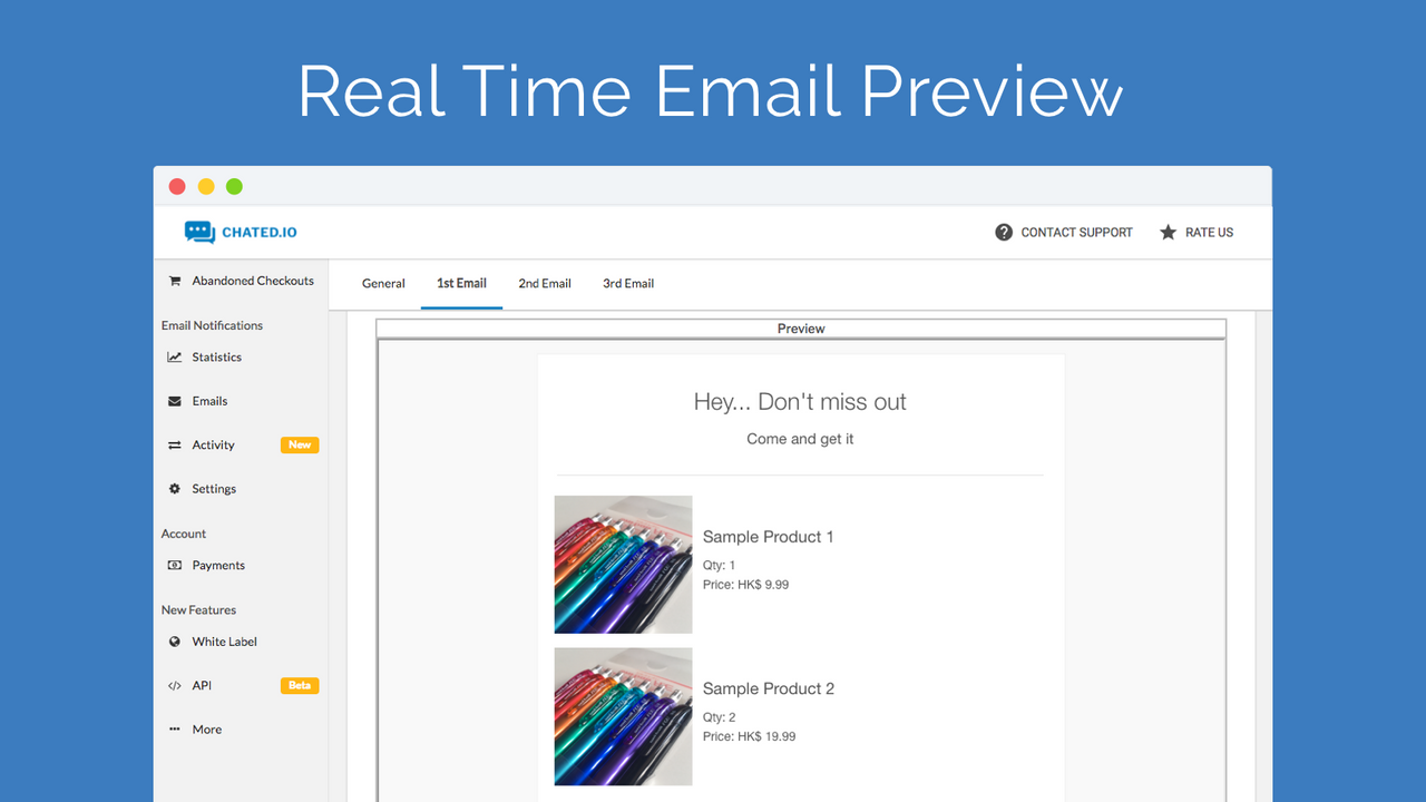 Pré-visualização de Email em Tempo Real