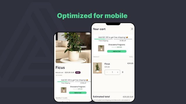 Apex Cart Progress & Upsell optimized for mobile