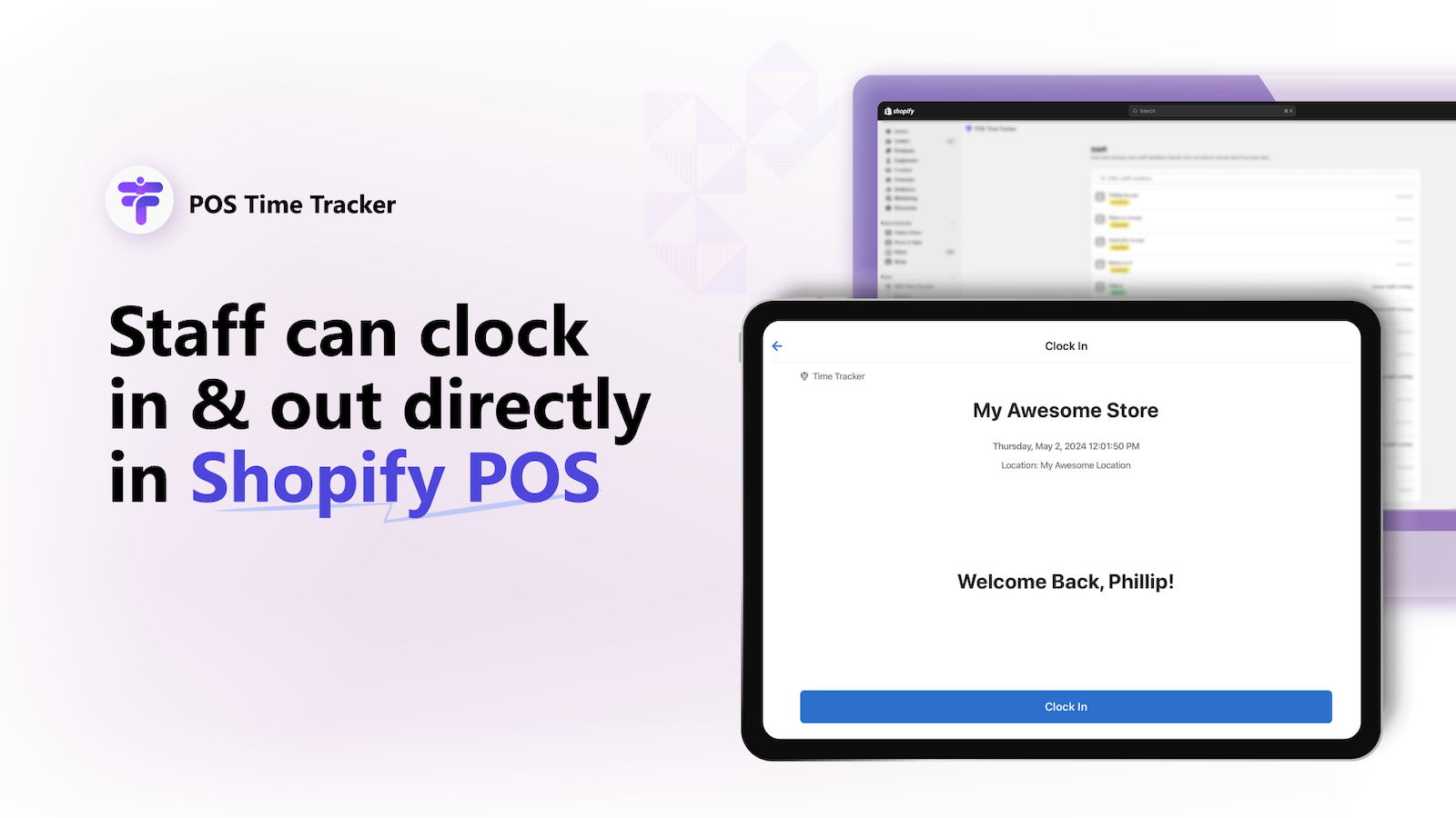 Staff can clock in & out directly in Shopify POS