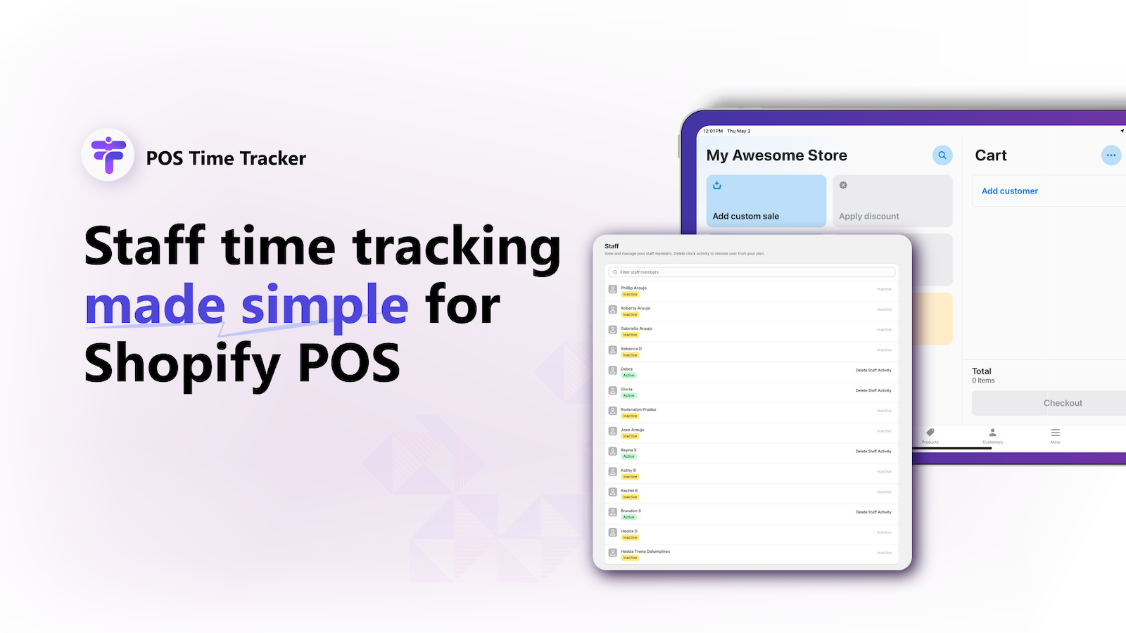 Controle de tempo para funcionários simplificado para Shopify POS