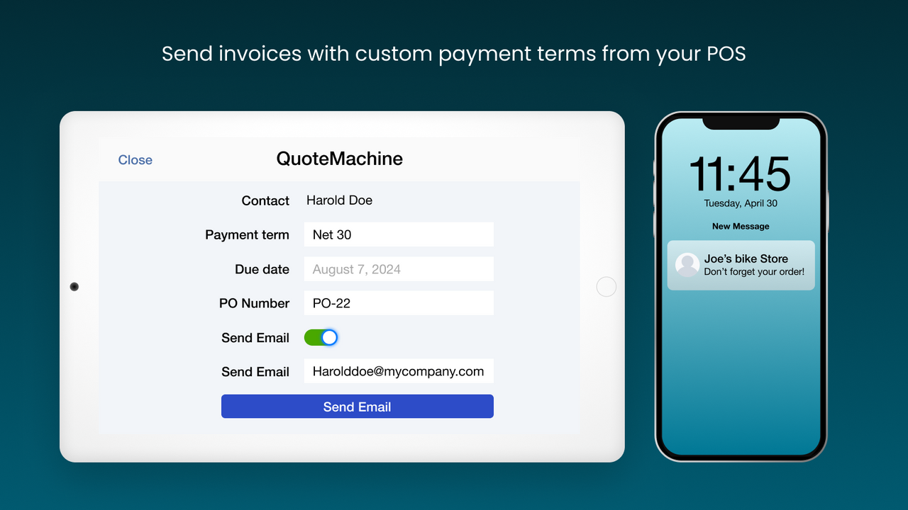 Collect payment & send invoices with custom payment terms 
